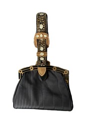 Marc Jacobs Framed Silk Moire Bag In Black