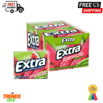 EXTRA Sweet Watermelon Sugarfree Chewing Gum 15 Pieces (Pack of 10)..