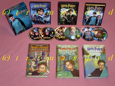 Harry Potter Band 1-3 Joanne K. Rowling _ gebu.Ausgaben Bücher + DVD's