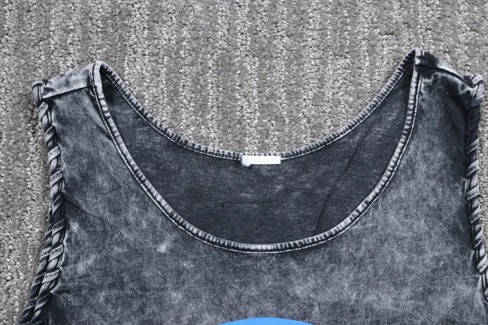 Camiseta sin mangas Zumba entrenamiento gimnasio lavado ácido dobladillo alto-bajo atletismo para mujer pequeña Foto 4 de 4