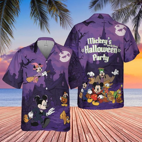 disney halloween party hawaiian, mickey mouse and friend, cute halloween shirt - Picture 1 of 4