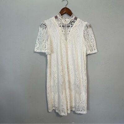 My Michelle Women's White Lace Short Sleeve Cocktail Dress | eBay