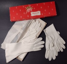 Vintage Womens Dress Gloves Mid Century 2 Pair White Evening Costume Props Small