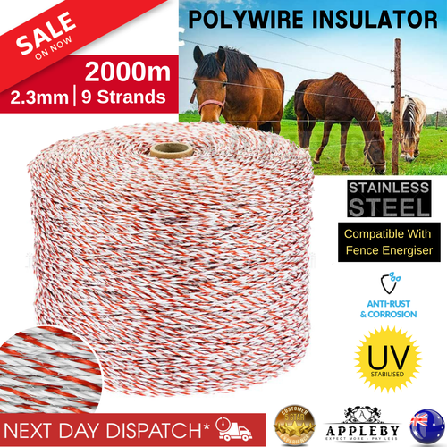 2000M Polywire Roll Electric Fence Wire Tape Poly Steel Wire Temporary
