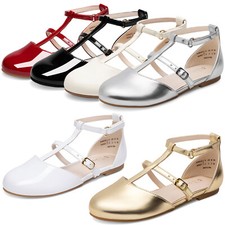 Kids Girls Dress Shoes Mary Jane Flats T-Strap Hook Loop Wedding Party Flats