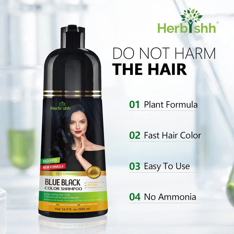 Blue Black  Natural Hair Dye Color Shampoo :HOT - Image 3 of 4