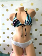Victoria's Secret Pink Strappy Bikini Swim 2 Piece Set Marble Multicolor/White S