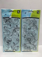 Inkadinkado Beauty stems dot flourishes Stamp set bundle butterflies flowers NEW