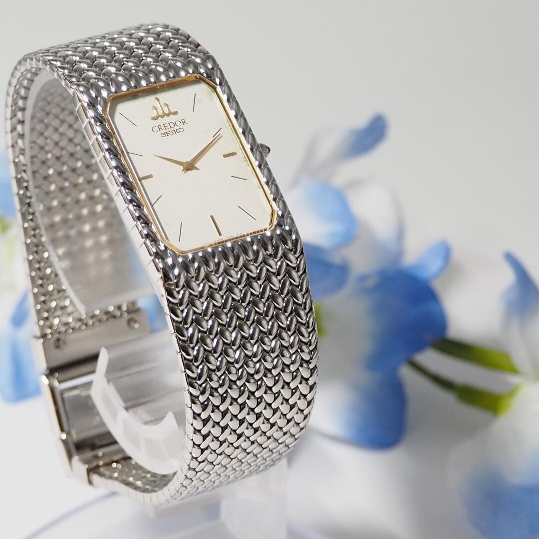 【稼働】SEIKO CREDOR 22K SGP スクエア 腕時計 メンズ SEIKO クレドール クォーツ 22K SGP 薄型腕時計 ビンテージ