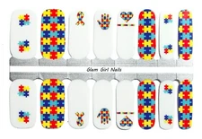 Autism Awareness Nail polish strips / Nail Wraps / Nail Stickers