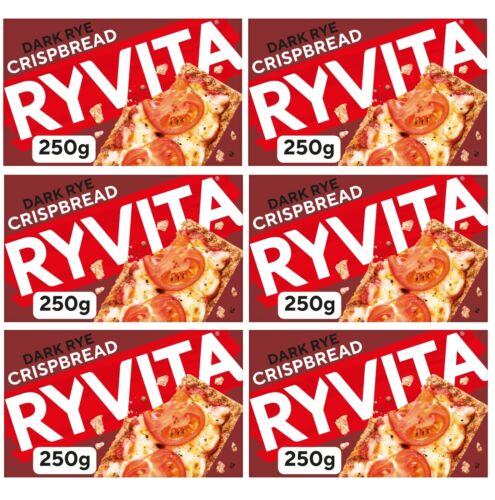 Ryvita Crispbread Dark Rye Crackers 250g PACK OF 6