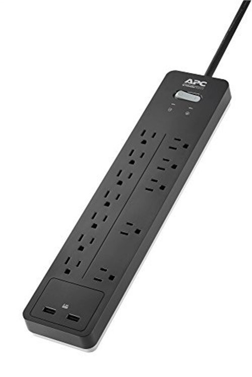 APC Surge Protector Power Strip with USB Charging Ports, PH12U2, 2160