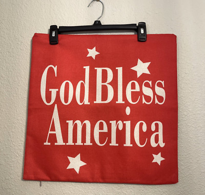 Throw Pillow Cover God Bless America Red White Zipper Patriotic 4th Of July