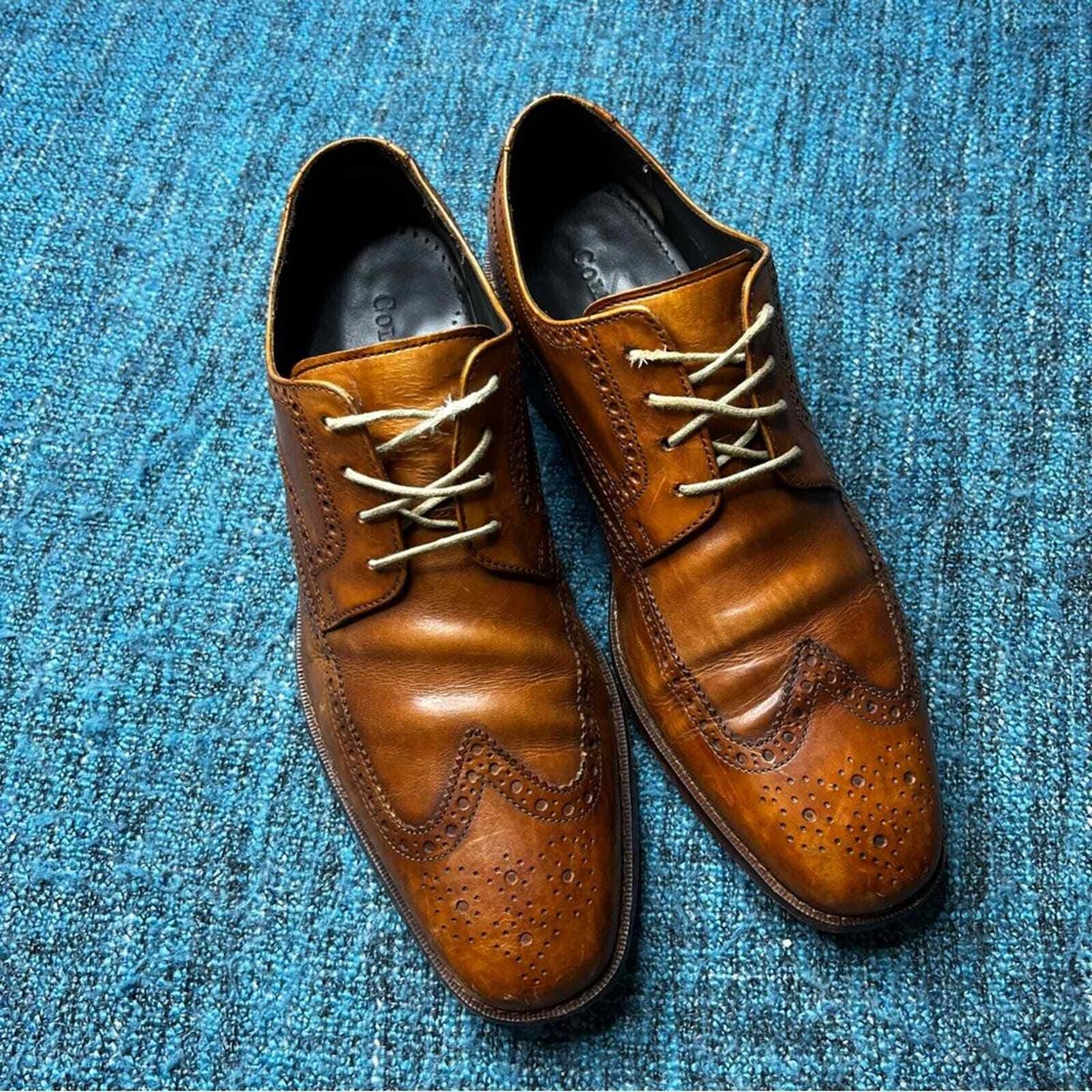 Cole Haan Leather Wingtip Oxfords in Brown Made in India Mens Size 10 Dress Shoe Men main image 3