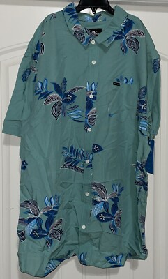 O'Neill Mens Size XL Oasis Eco SP3104106 Standard Fit Tropical Green Beach Shirt