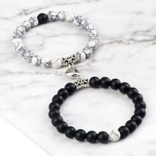 Beads Lover Couple Bracelets-Natural Stone Heart Magnet Bracelet Fashion 2PC Set