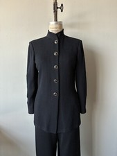 St. John Collection Black Mock Neck Collared Button Jacket Size 6