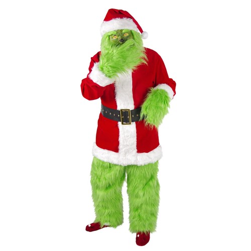 Adult Green Monster Costume Mask Cosplay Christmas Santa Fancy Dress Outfit XMAS - Picture 13 of 26