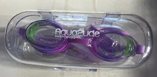 A pair Aqua2ude swim goggles Anti-Fog purple Green goggle pool New