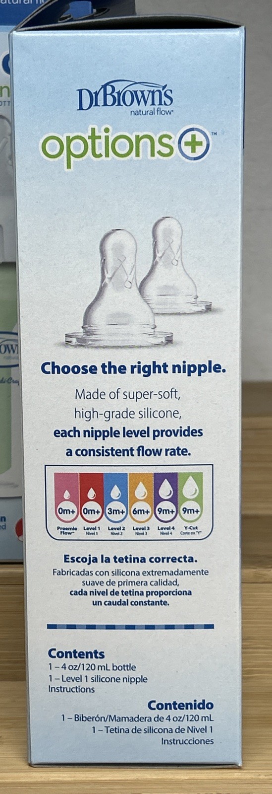 4 Pack Of Dr. Brown's Options+ Narrow Anti-Colic Bottles 4oz - Level 1