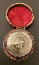 Late 19th century French nickel plated double-sided pocket barometer altimeter c