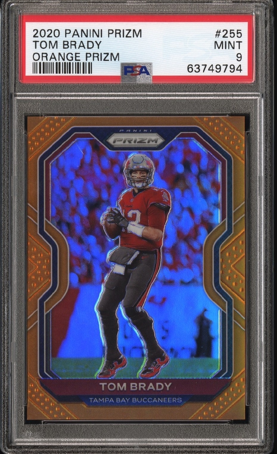 2020 PANINI PRIZM TOM BRADY #255 ORANGE PRIZM TAMPA BAY  PSA 9 MINT  #/249