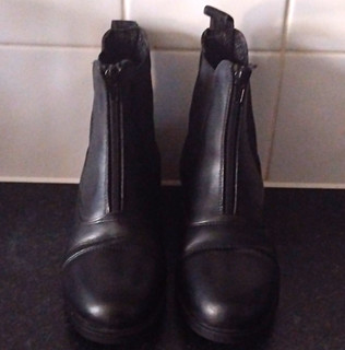 Rhinegold Black Paddock/Jodhpur Riding Boots Front Zip Unisex UK 6