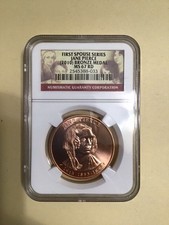 US Mint 2010 First Spouse Bronze Medal Jane Pierce NGC-MS67