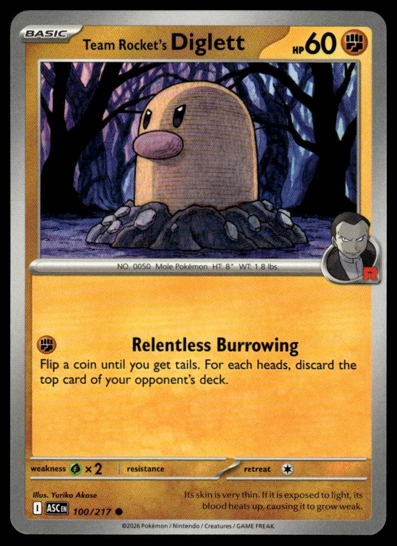 Pokemon Ascended Heroes #100/217 Team Rocket's Diglett