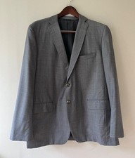 Current Oxxford Clothes Mens Gray Plaid Wool Sport Coat Jacket 44R Working Cuffs