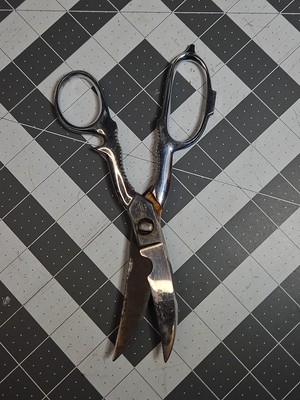 Vintage Griffon Scissors Chrome 8in Take Apart Serrated Kitchen Shears Italy
