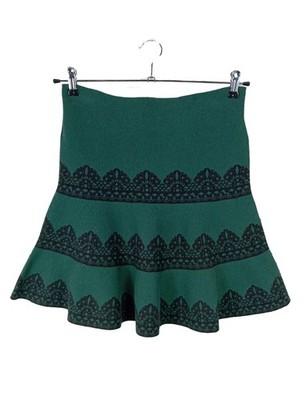 DERHY High Waist Rock Damen Rock Gr. DE 40 grün-schwarz Elegant