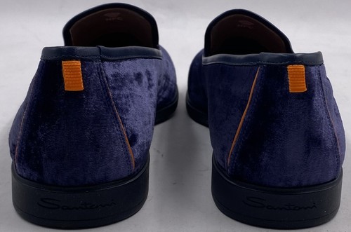 SANTONI SMOOTH-NVLU65 BLUE MENS US 10.5 U9.5 VELVET LOAFERS MGAR18983OOTKNVLUS65 - Picture 4 of 7