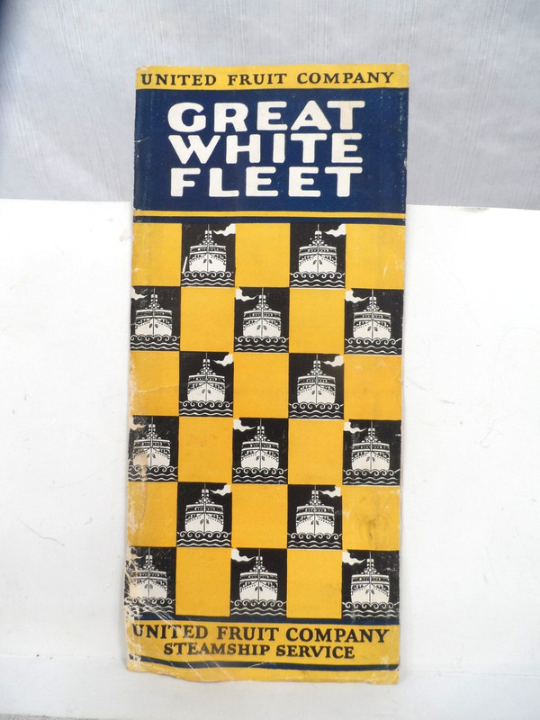 GREAT 1924 United Fruit Co. Great White Fleet Steamship Fold Out Route Map/Broch