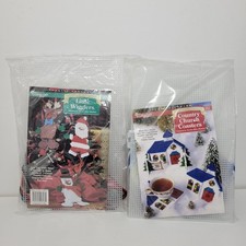 2 Needlecraft Shop Plastic Canvas Christmas Kits Church Coasters Little Wigglers
