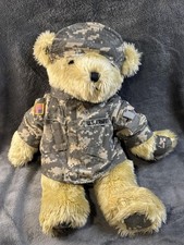 Vintage Bear Force of America U.S. Army Teddy Bear 17" Camo Uniform Plush Doll