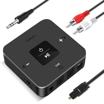 Golvery Bluetooth 5.0 Transmitter Receiver for TV Airplane, 2 in 1 S, Brown 