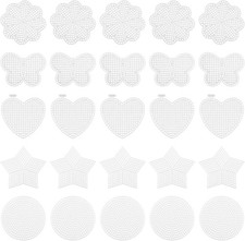 Hordion 25 Pcs 7 Count 5 Shapes Mesh Plastic Canvas Sheets kit kit, White