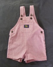 Baby B'gosh Oshkosh Overalls RAILROAD Striped shortalls sz 24 Mos Vintage USA