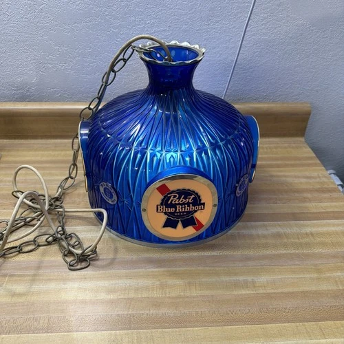 Vintage Pabst Blue Ribbon Beer PBR Hanging Lamp Light Poker Bar Man Cave CLASSIC