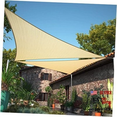 16' x 16' x 16' Beige Triangle Sun Shade Sail SMSLT Canopy Fabric Cloth