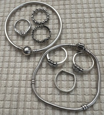 Pandora Ale lot of (8) Mixed  Bracelets  & Rings.