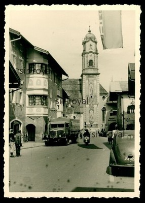 Mittenwald 1954 - Obermarkt Büssing LKW KFZ Sport Knilling - 1950er Foto 7x10cm