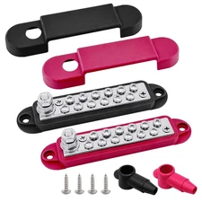 1/4" Stud Power Distribution Block Bus Bar with 12 X #8 Screws,  5.3" 12V 150A M