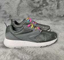 Fila Girls Terreno Sparkle Athletic Shoes 5.5 Gray with Rainbow Laces