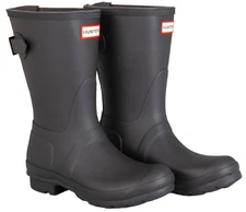 NEW!! Hunter Women's Black Original Short Back Adjustable Rain Boots