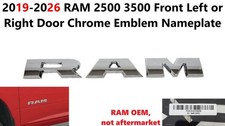 2019-2026 Ram 2500 3500 Front Left Or Right Door Chrome Emblem Nameplate 2019-2026 Ram 2500 3500 Front Left Or Right Door Chrome Emblem Nameplate