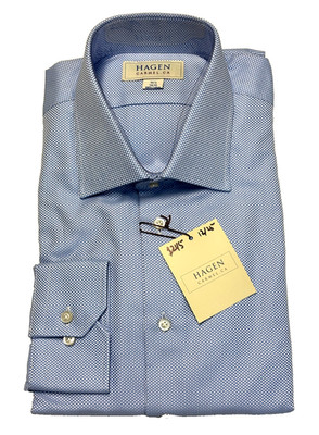 $245 NEW Hagen Carmel Sport Shirt Men's 16.5 34/35 Light Blue White Micro-dot