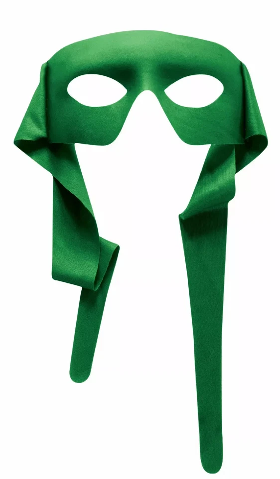 Green Masked Man Super Hero Bandit Eye Mask Adult Costume Accessory One Size - Image 2 of 4