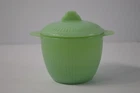 Vintage 1950s Fire King Jadeite Green Glass Jane Ray Sugar Bowl  Anchor Hocking